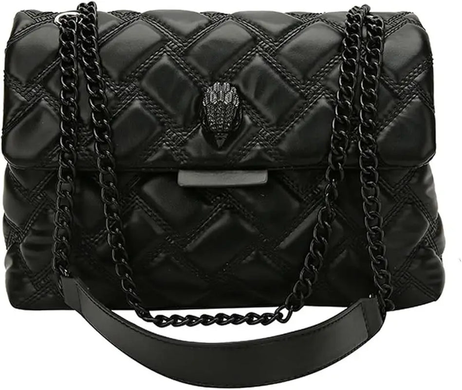 Fashionable Leather Crossbody Purse, Womens Elegant Design Cute , Quilted Shoulder Bag with Chain Strap