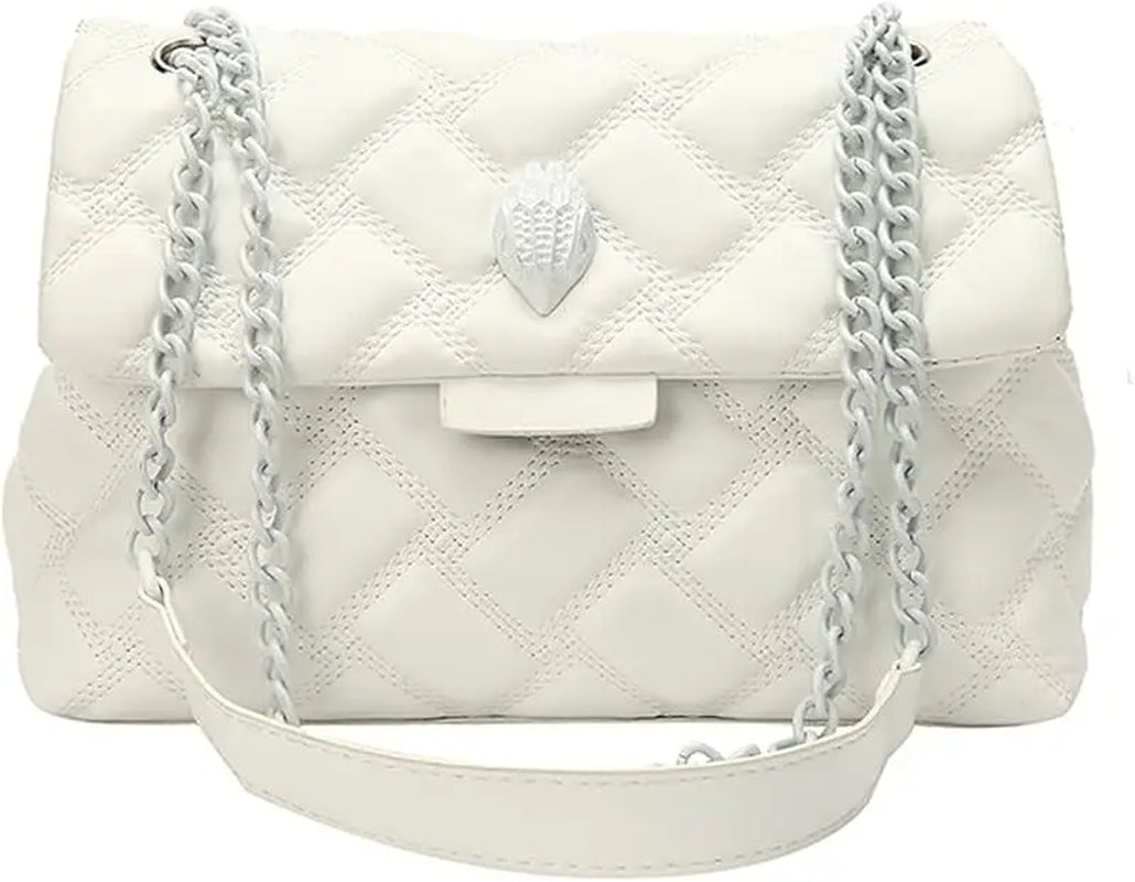 Fashionable Leather Crossbody Purse, Womens Elegant Design Cute , Quilted Shoulder Bag with Chain Strap