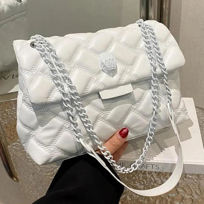 Fashionable Leather Crossbody Purse, Womens Elegant Design Cute , Quilted Shoulder Bag with Chain Strap