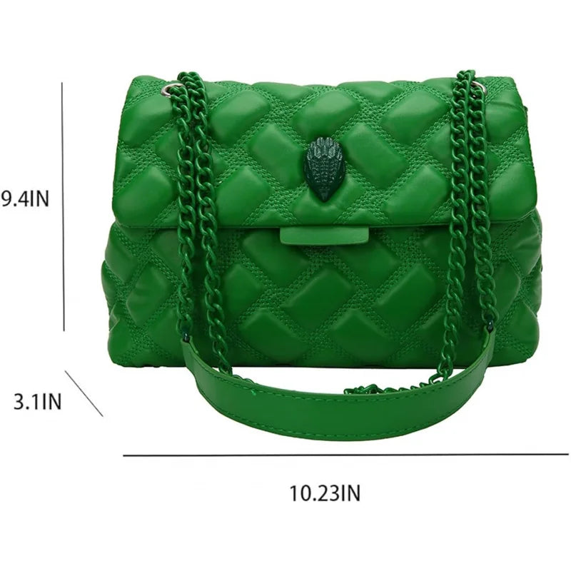 Fashionable Leather Crossbody Purse, Womens Elegant Design Cute , Quilted Shoulder Bag with Chain Strap