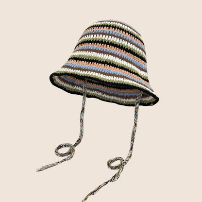 2025 Autumn New Crochet Korean Handmade Bucket Hat Women Weaving Knitted Hat Y2K Fashion Flowers Autumn Winter Beanies Basin Cap