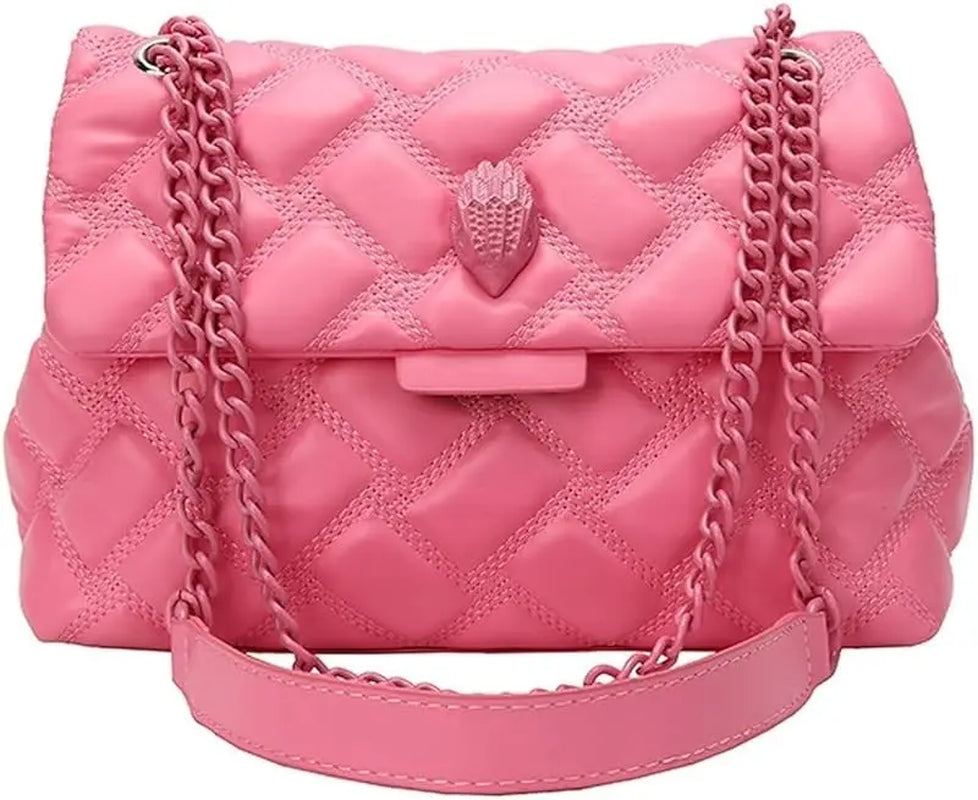 Fashionable Leather Crossbody Purse, Womens Elegant Design Cute , Quilted Shoulder Bag with Chain Strap